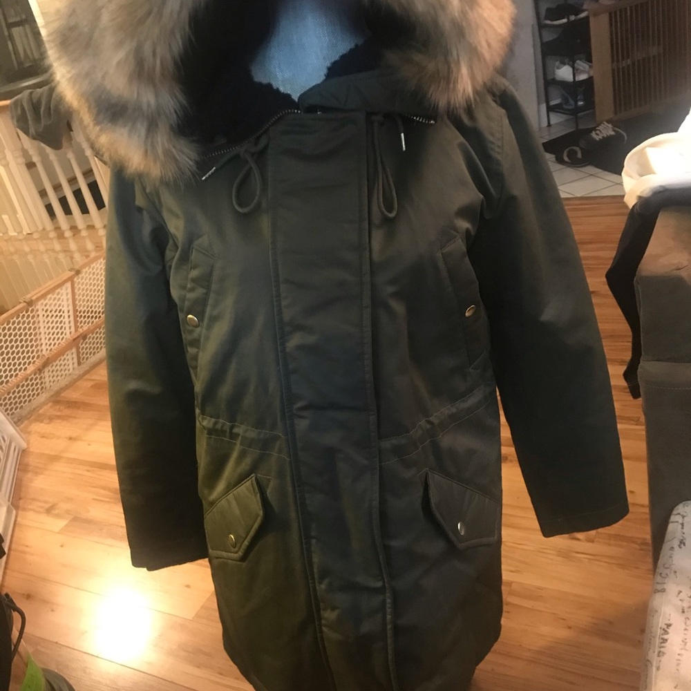 New J Crew green rain and winter coat